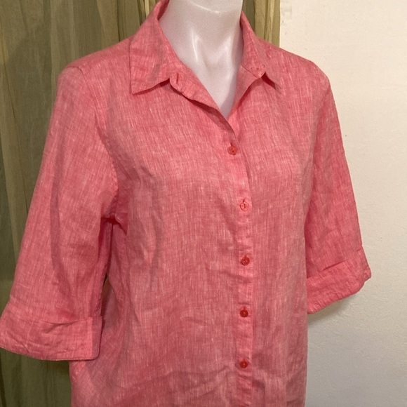Chicos size 1 Large 100% linen button front top - Picture 2 of 6